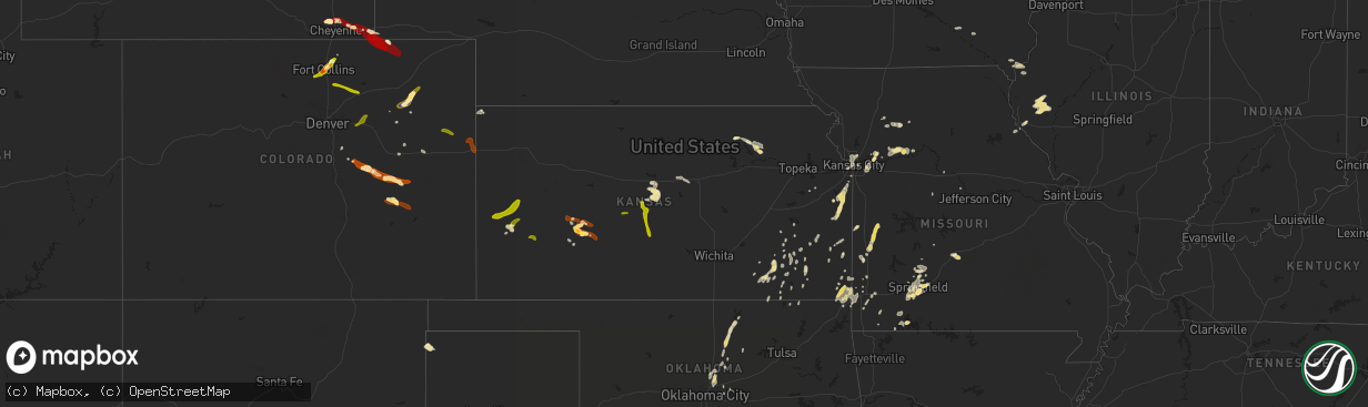 Hail map in Kansas on June 15, 2013