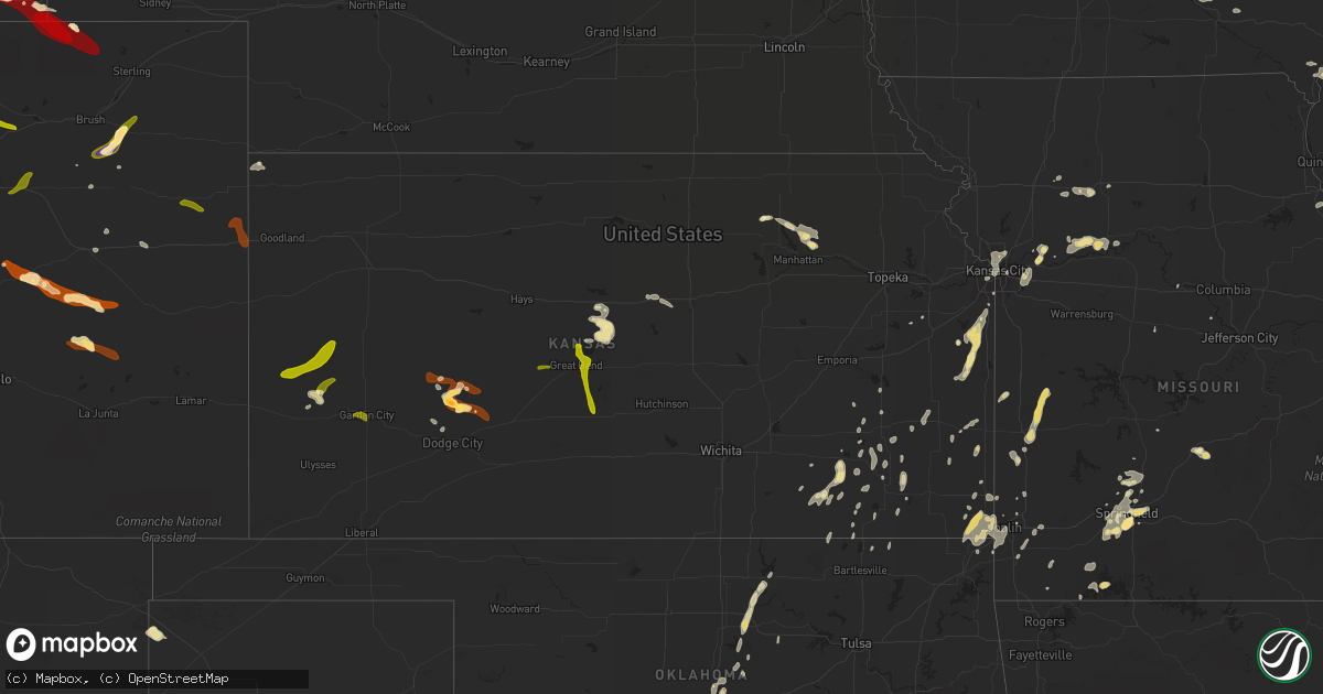 Hail map in Kansas on June 15, 2013