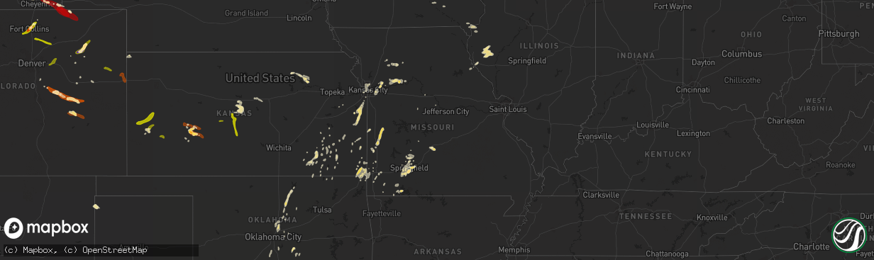 Hail map in Missouri on June 15, 2013