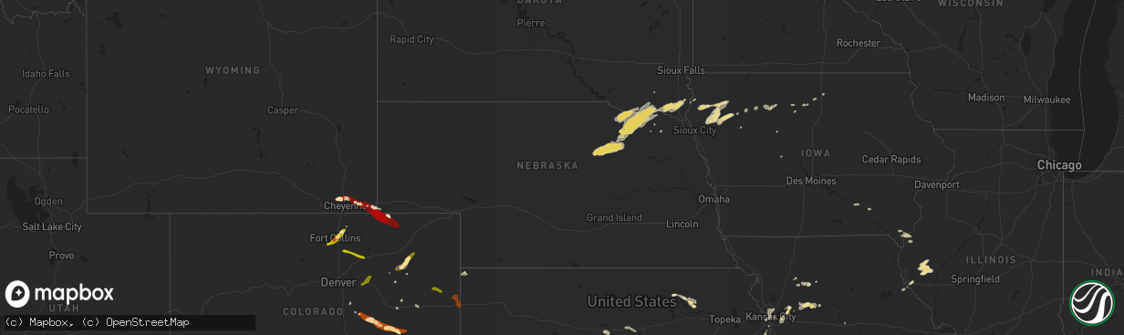 Hail map in Nebraska on June 15, 2013