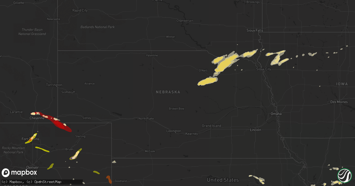 Hail map in Nebraska on June 15, 2013