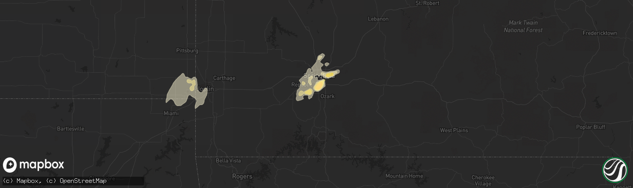 Hail map in Nixa, MO on June 15, 2013