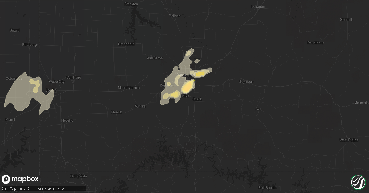 Hail map in Nixa, MO on June 15, 2013