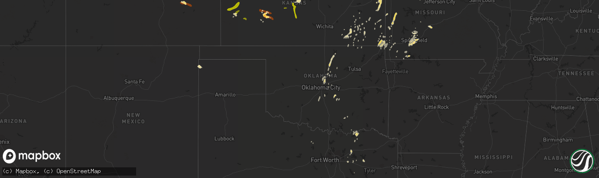 Hail map in Oklahoma on June 15, 2013