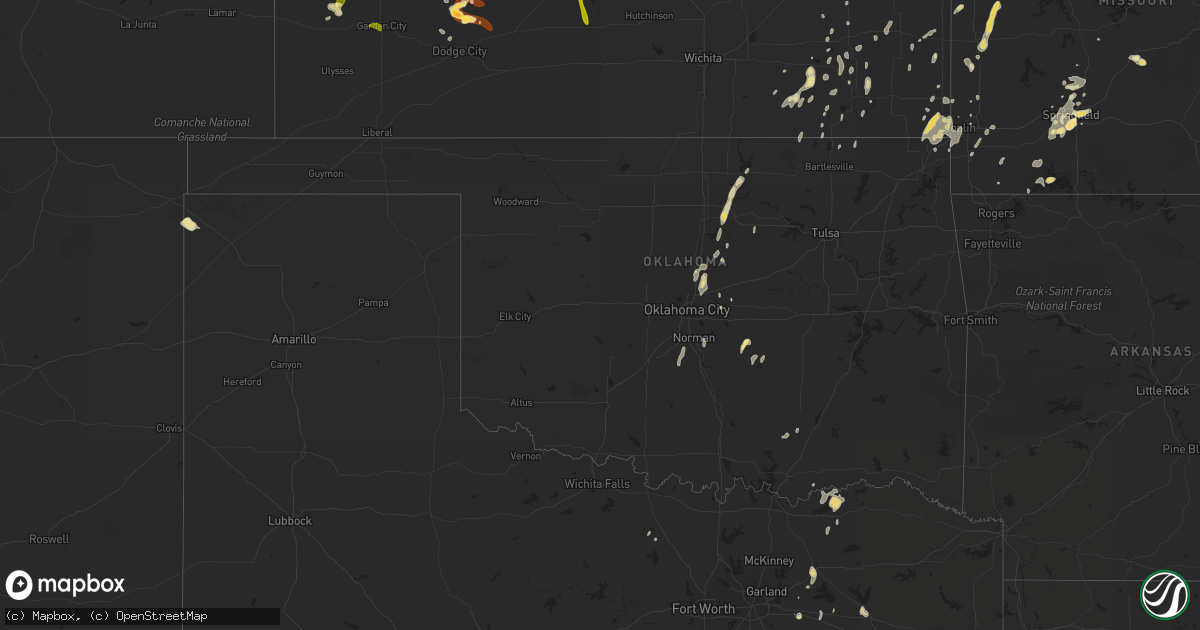 Hail map in Oklahoma on June 15, 2013
