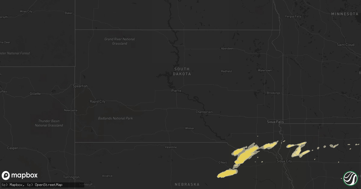 Hail map in South Dakota on June 15, 2013