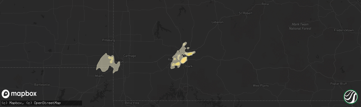 Hail map in Springfield, MO on June 15, 2013