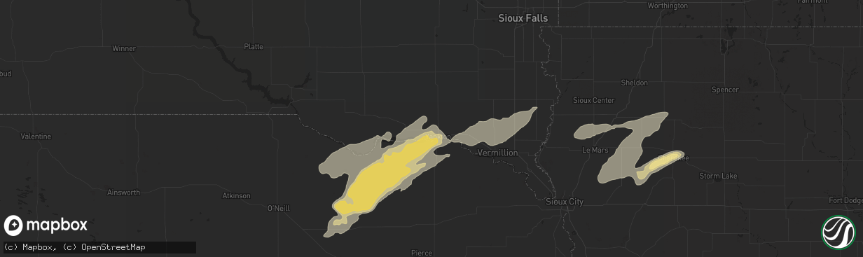 Hail map in Yankton, SD on June 15, 2013