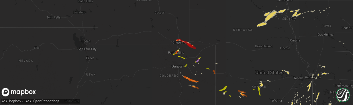 Hail map on June 15, 2013