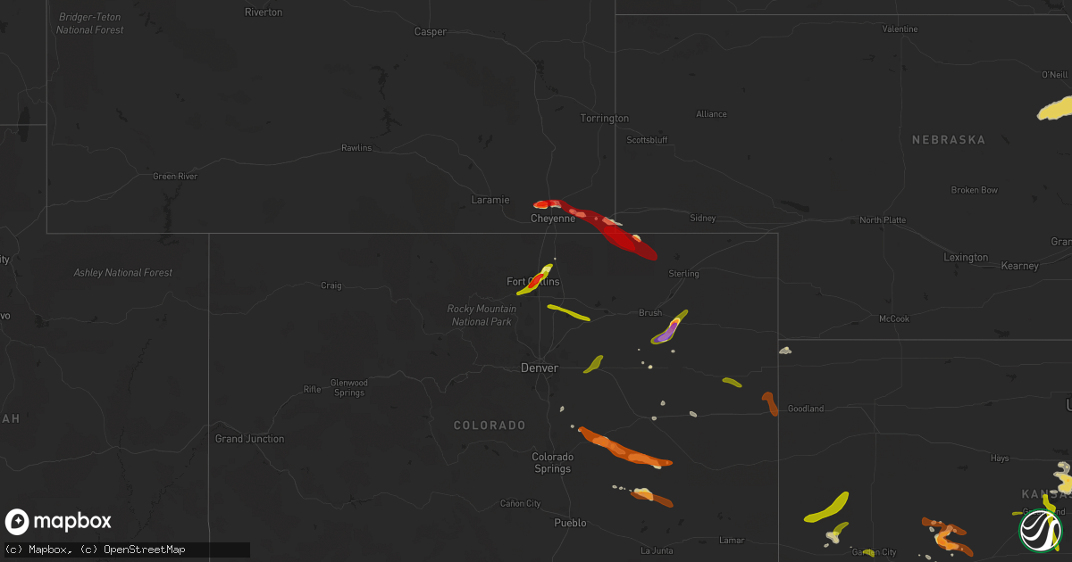 Hail map on June 15, 2013