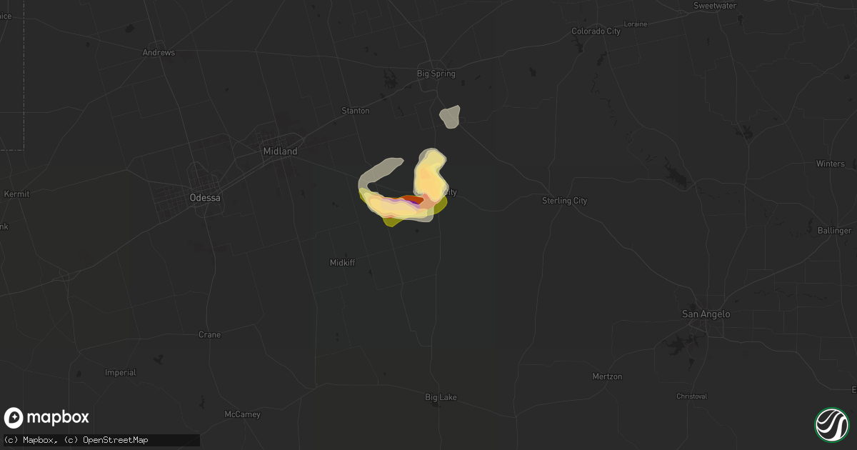 Hail map in Garden City, TX on June 15, 2014