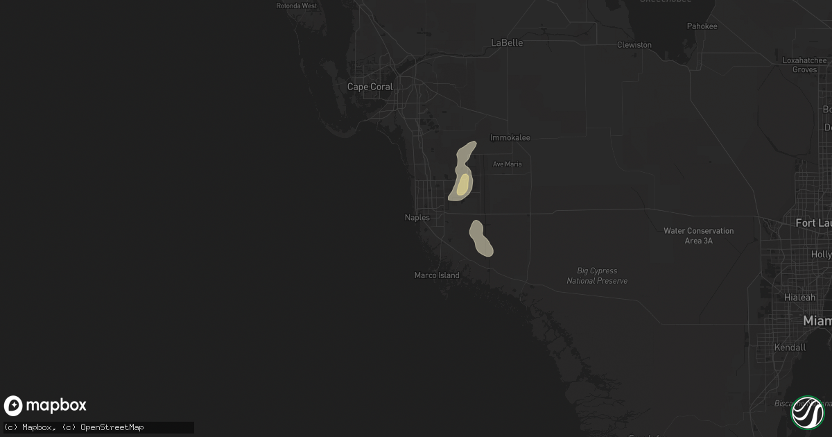 Hail map in Naples, FL on June 15, 2014