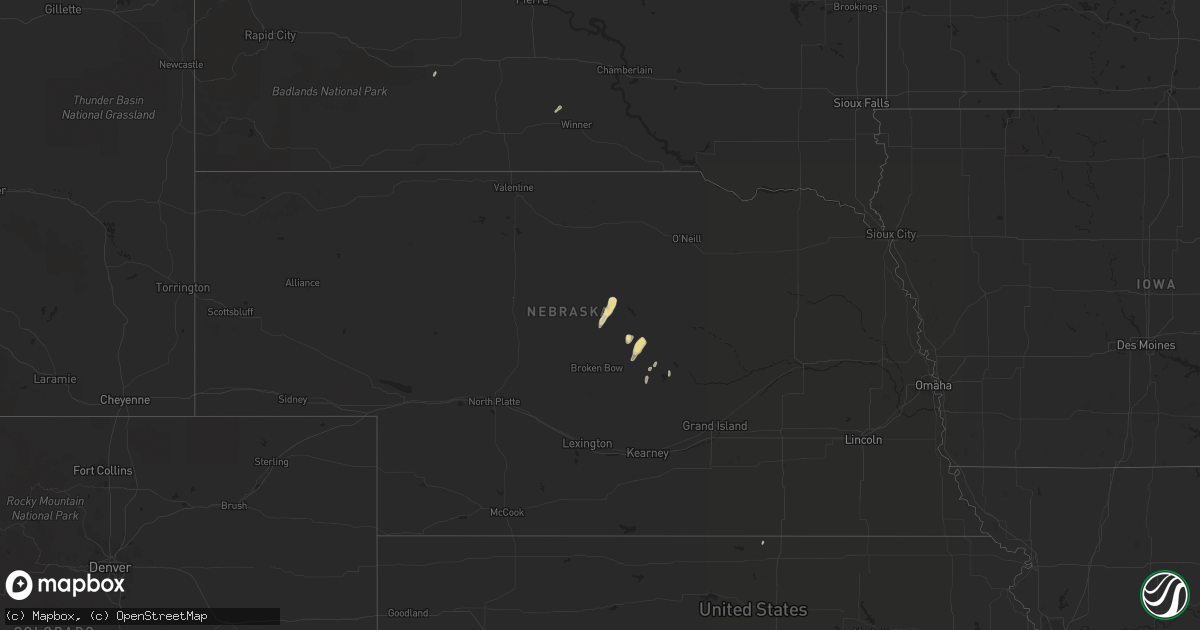 Hail map in Nebraska on June 15, 2014