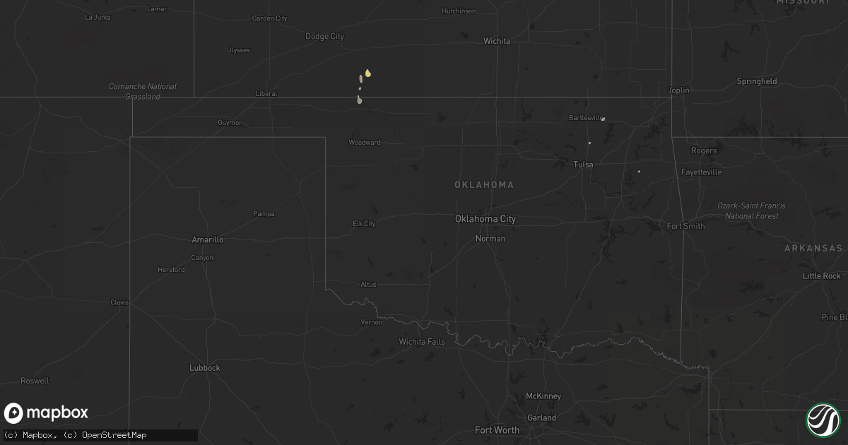 Hail map in Oklahoma on June 15, 2014
