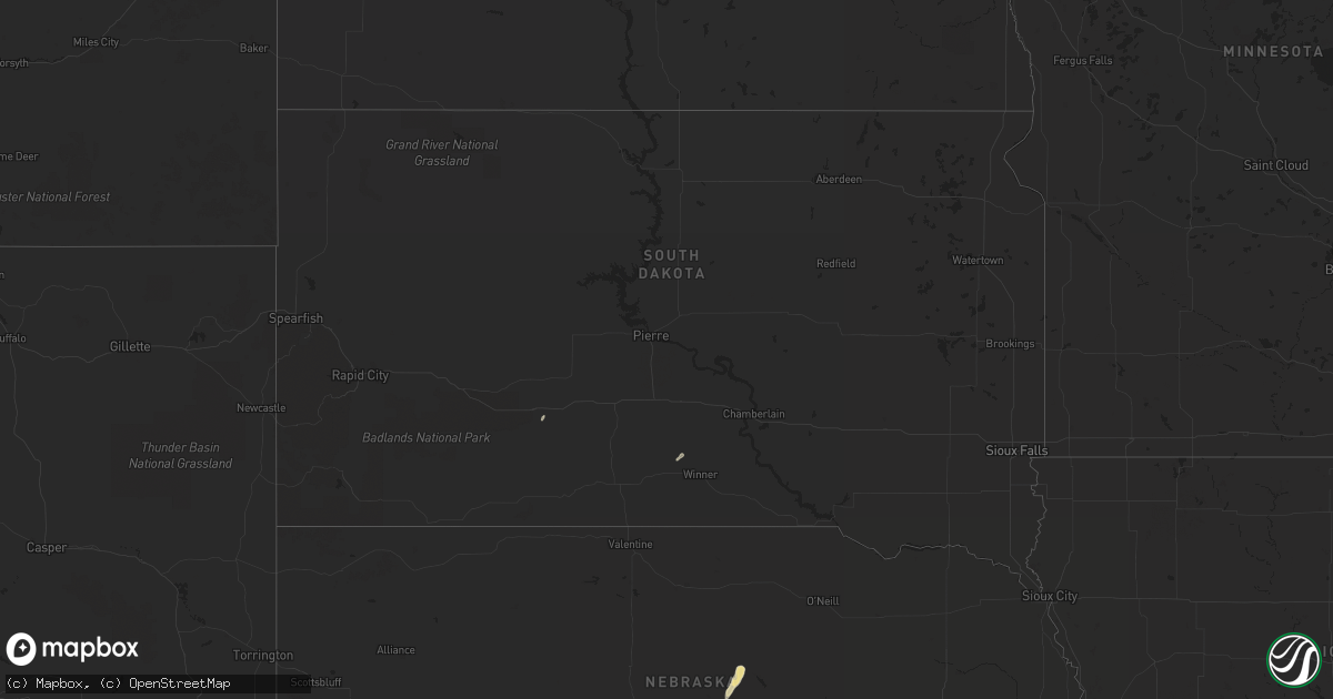 Hail map in South Dakota on June 15, 2014