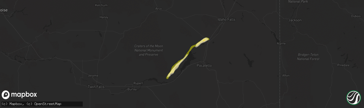 Hail map in Aberdeen, ID on June 15, 2015