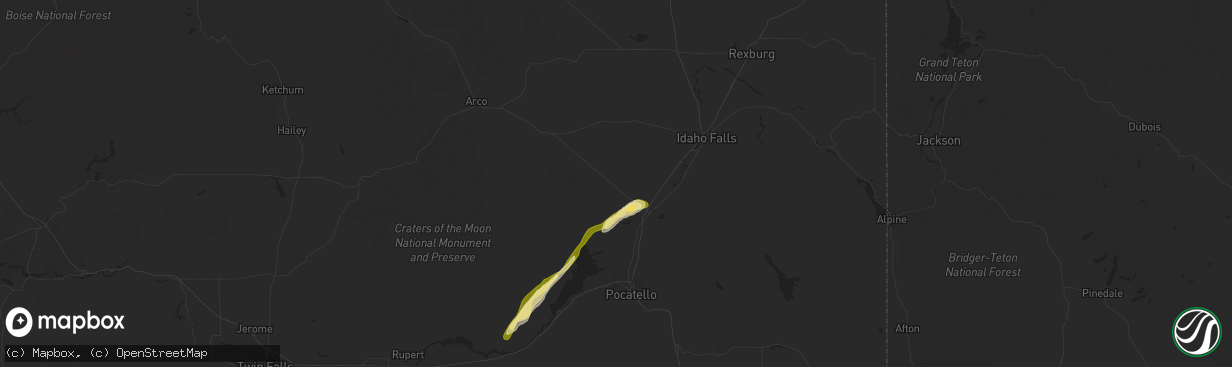 Hail map in Blackfoot, ID on June 15, 2015