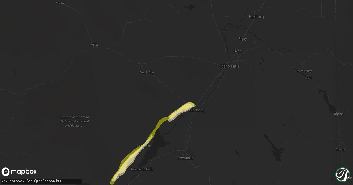 Hail map in Blackfoot, ID on June 15, 2015