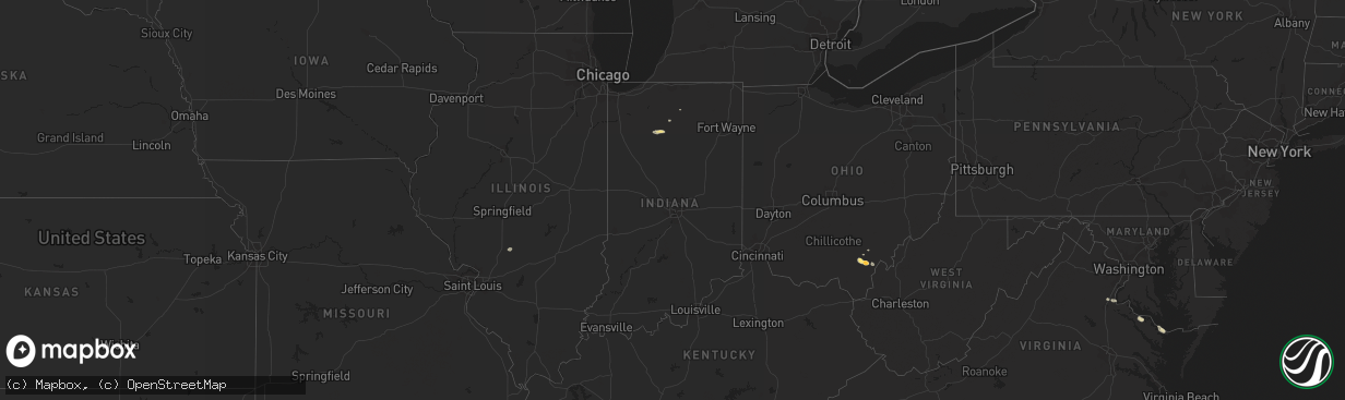 Hail map in Indiana on June 15, 2015