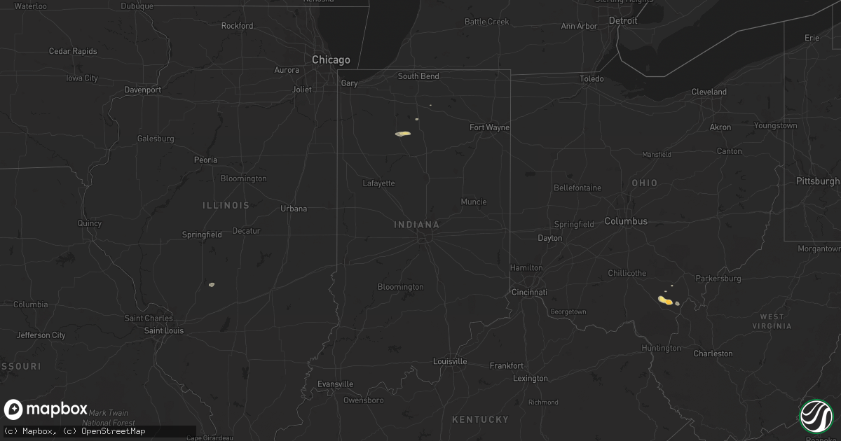 Hail map in Indiana on June 15, 2015