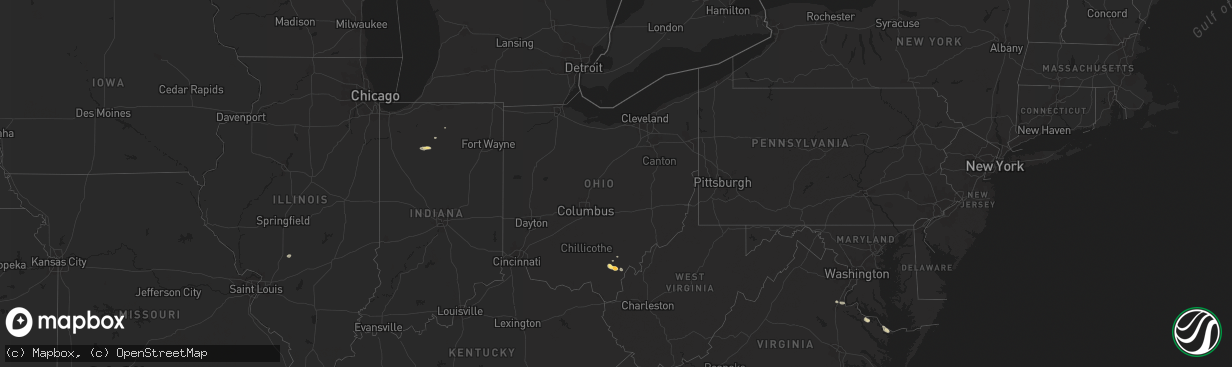 Hail map in Ohio on June 15, 2015