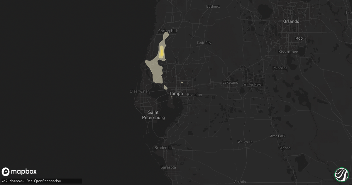Hail map in Tampa, FL on June 15, 2015
