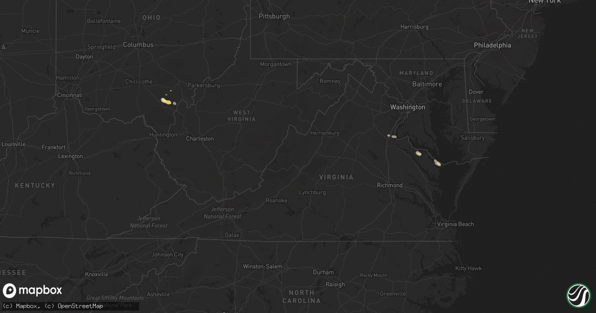 Hail map in Virginia on June 15, 2015