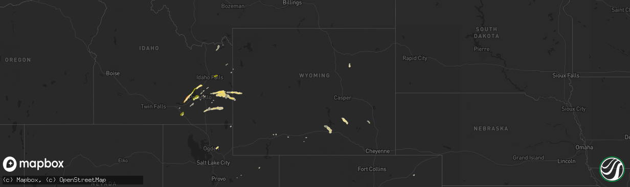 Hail map in Wyoming on June 15, 2015