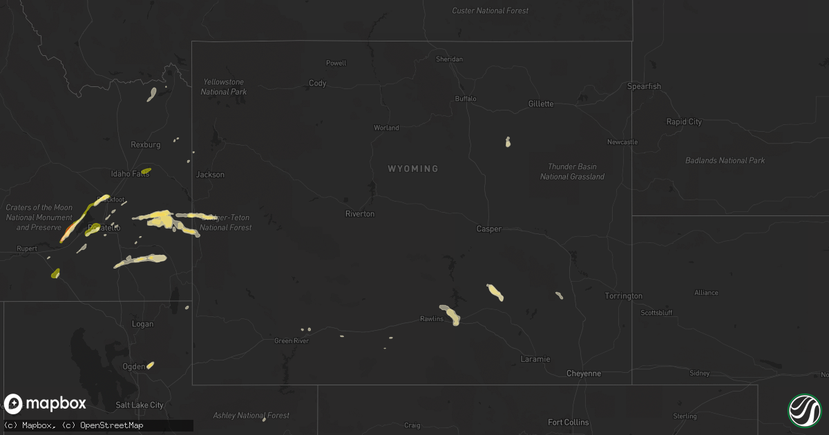 Hail map in Wyoming on June 15, 2015