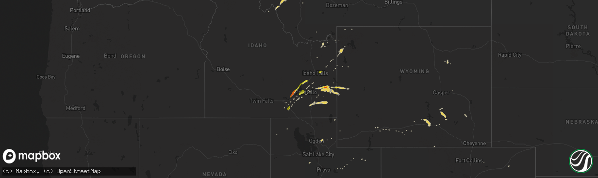 Hail map on June 15, 2015