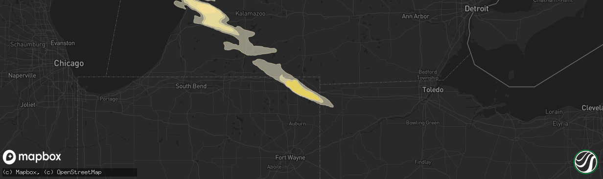 Hail map in Angola, IN on June 15, 2016