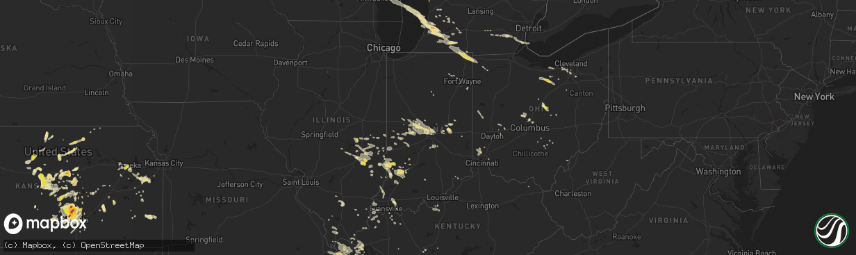 Hail map in Indiana on June 15, 2016