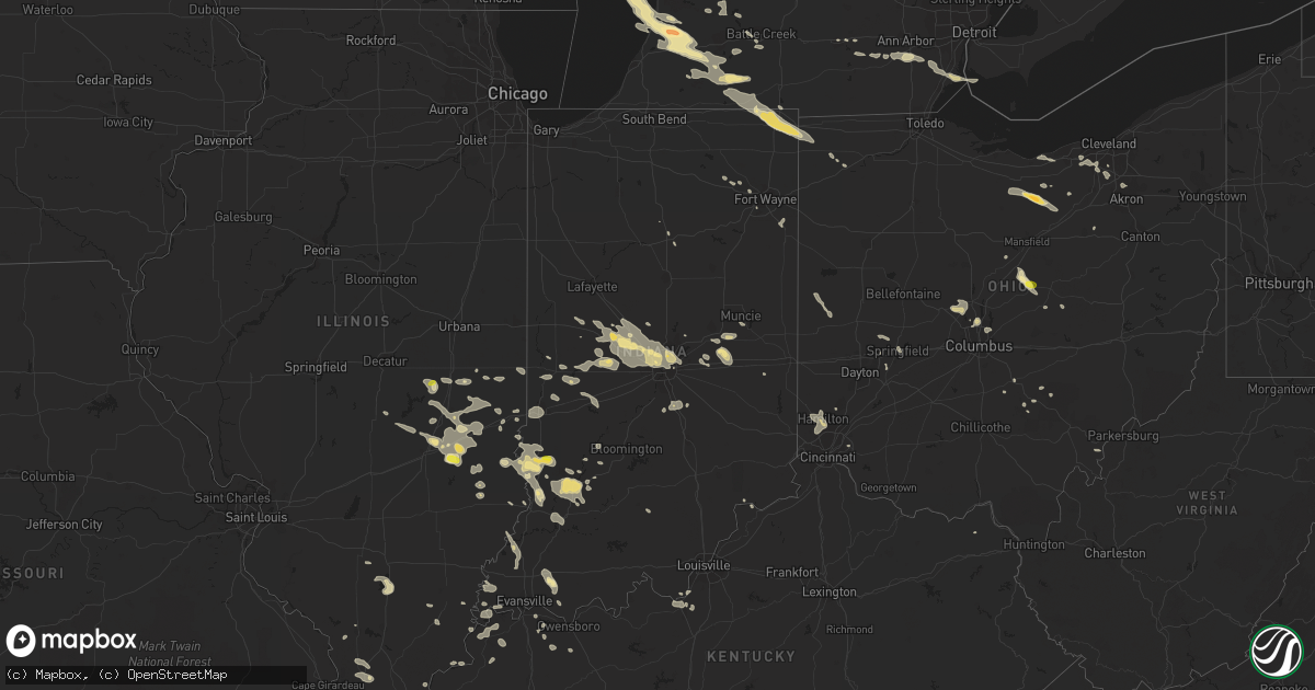 Hail map in Indiana on June 15, 2016