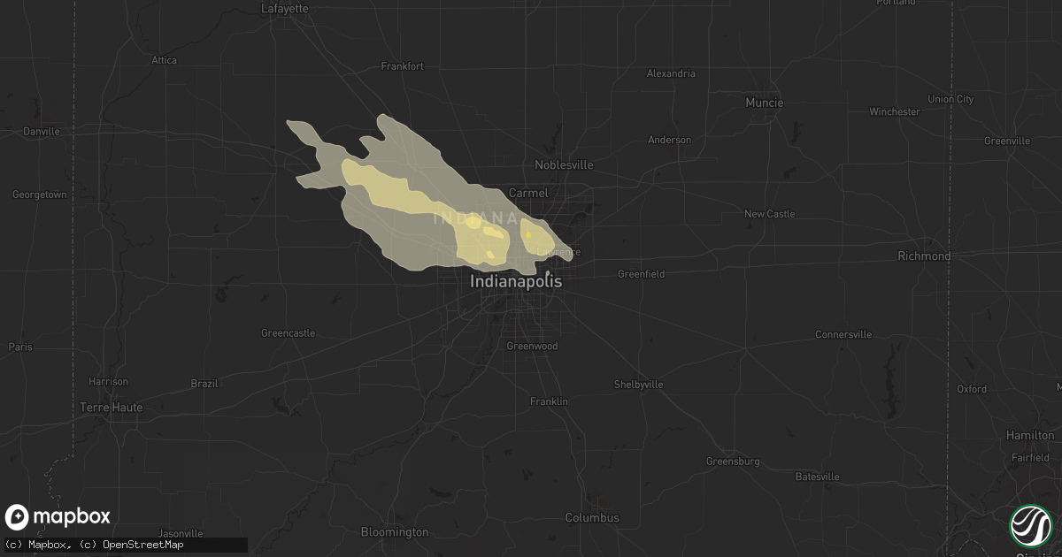 Hail map in Indianapolis, IN on June 15, 2016
