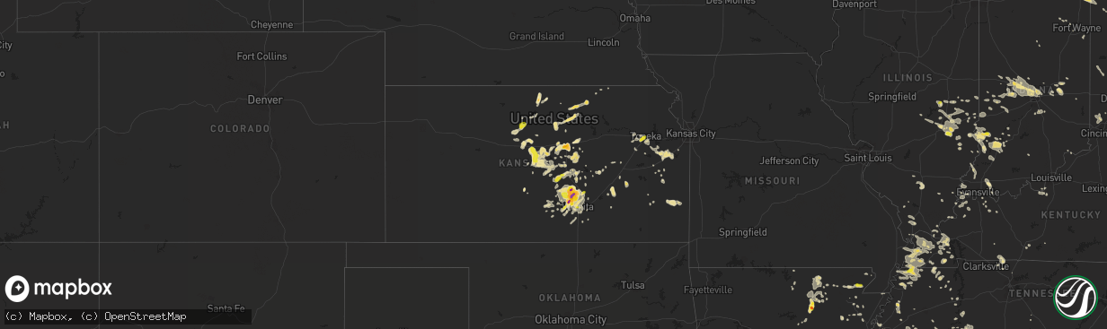 Hail map in Kansas on June 15, 2016