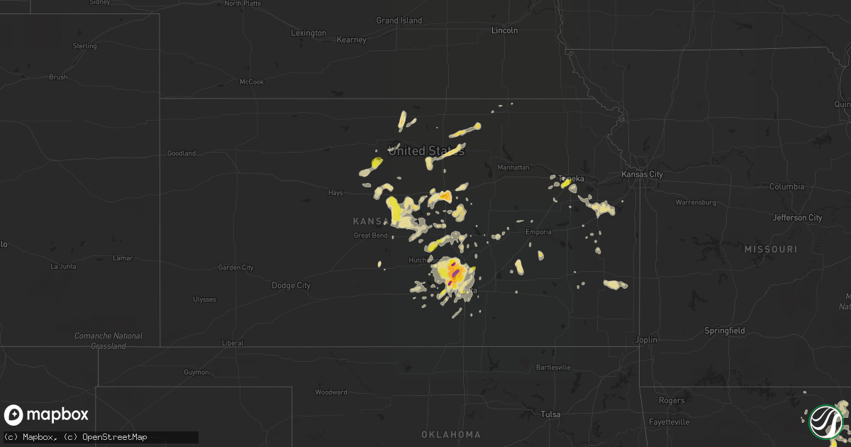 Hail map in Kansas on June 15, 2016