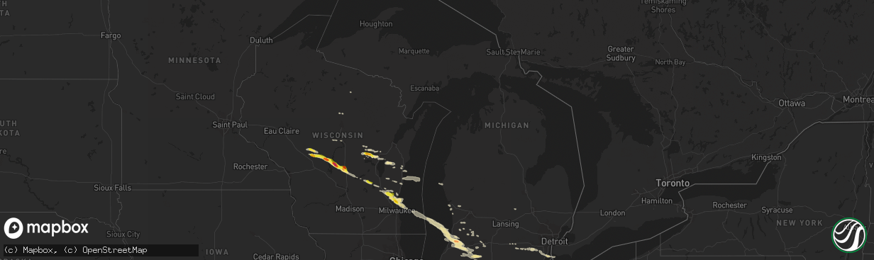 Hail map in Michigan on June 15, 2016