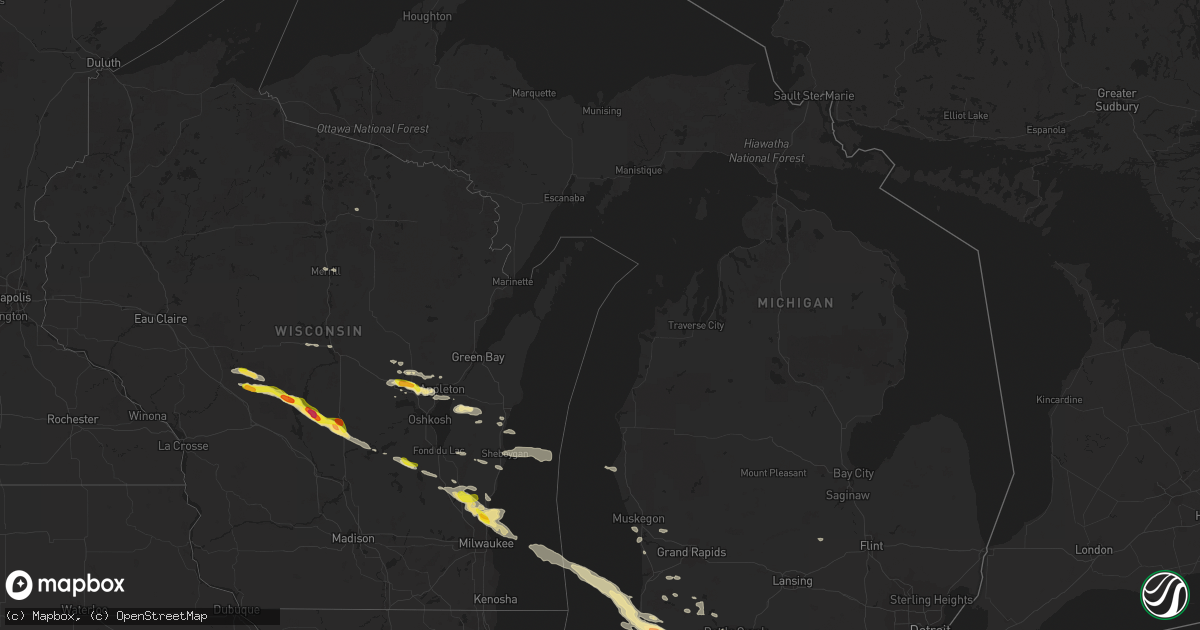 Hail map in Michigan on June 15, 2016