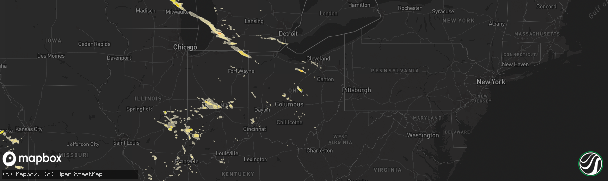 Hail map in Ohio on June 15, 2016