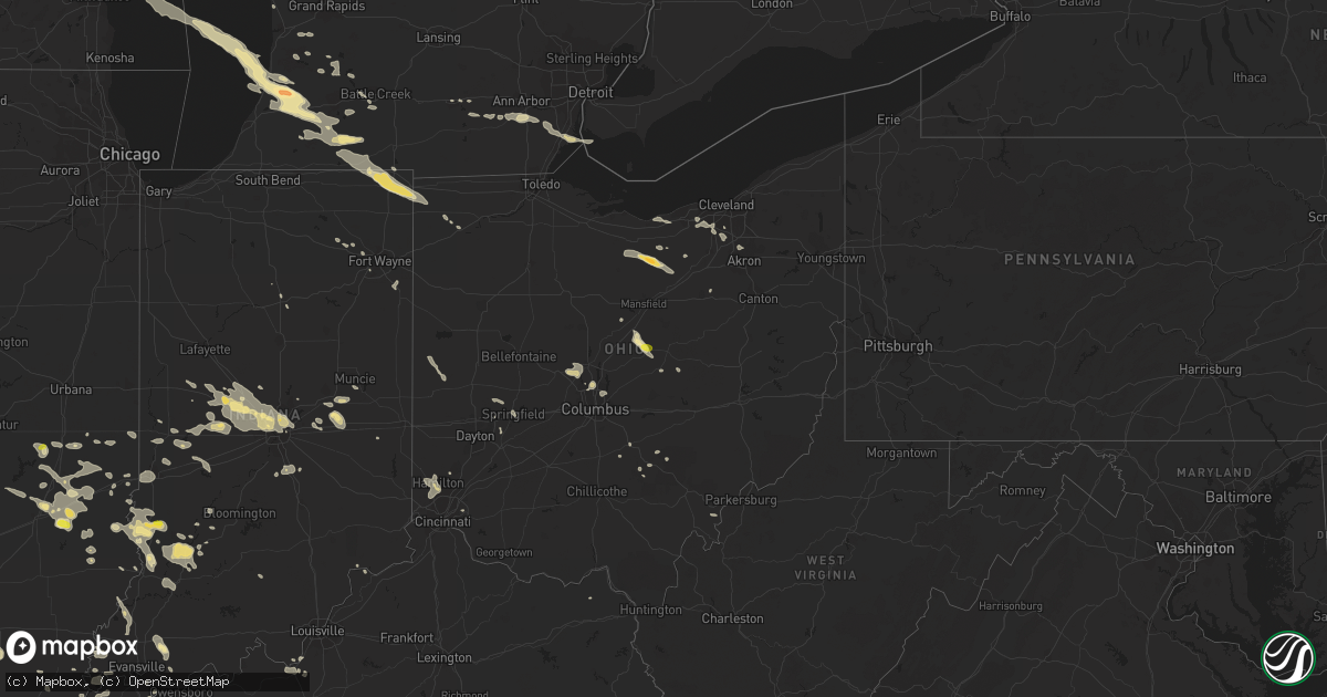 Hail map in Ohio on June 15, 2016