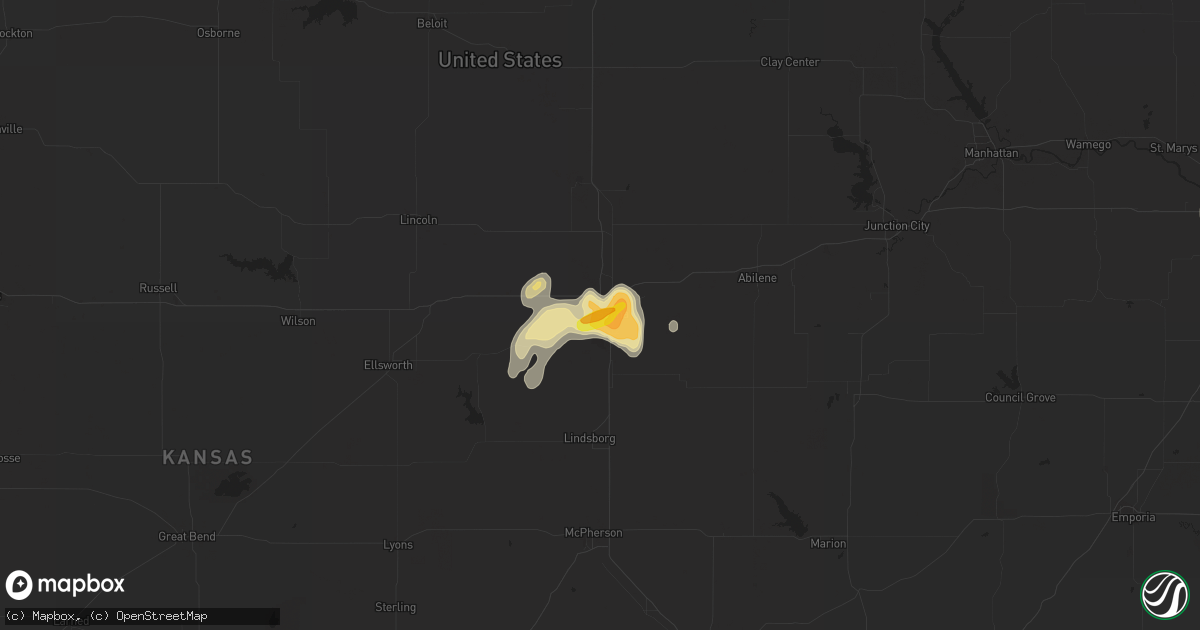 Hail map in Salina, KS on June 15, 2016