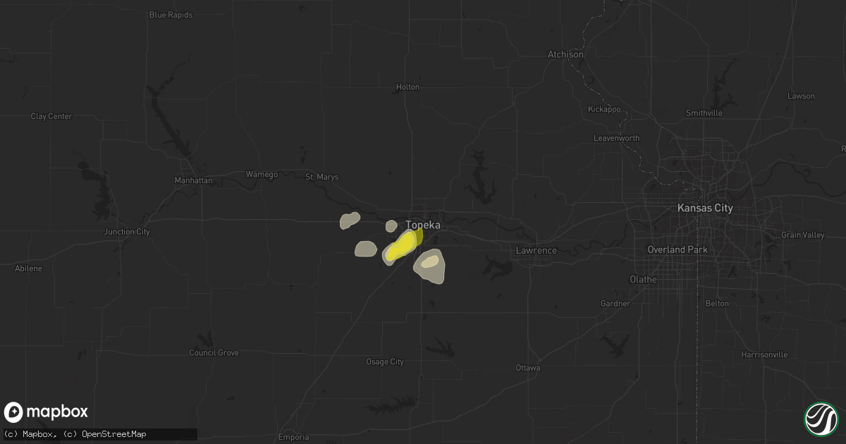 Hail map in Topeka, KS on June 15, 2016