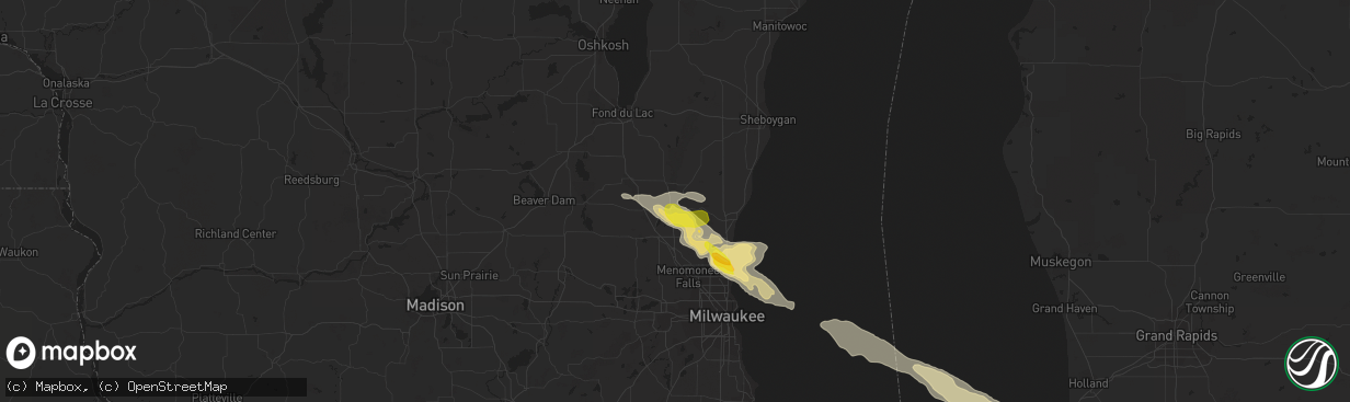 Hail map in West Bend, WI on June 15, 2016