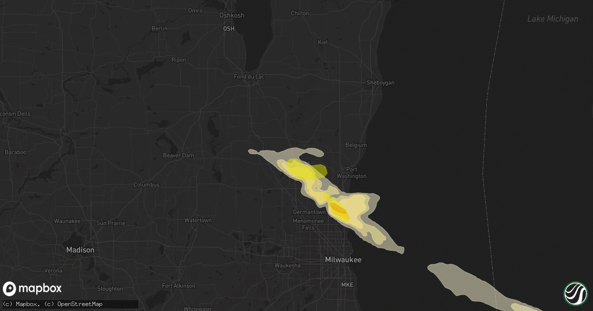 Hail map in West Bend, WI on June 15, 2016