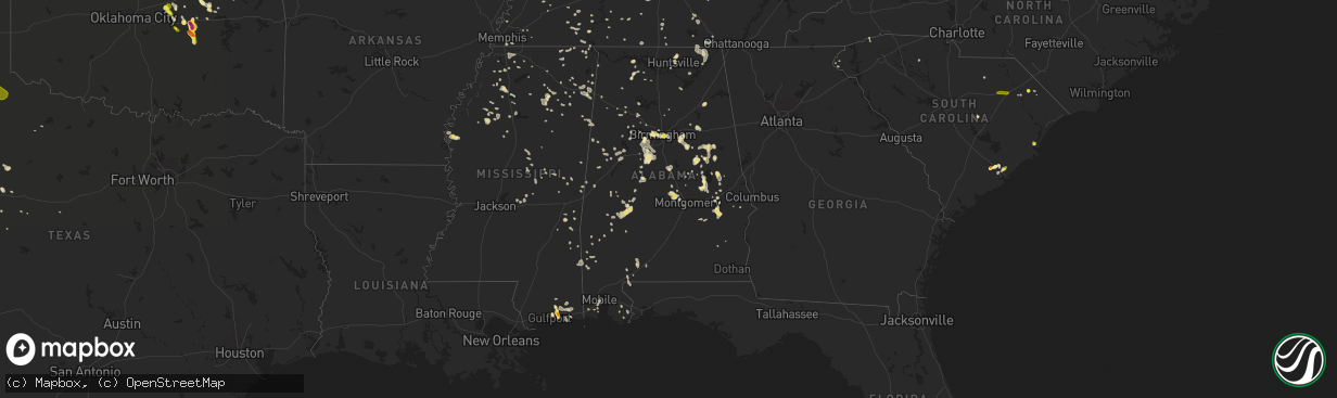 Hail map in Alabama on June 15, 2017