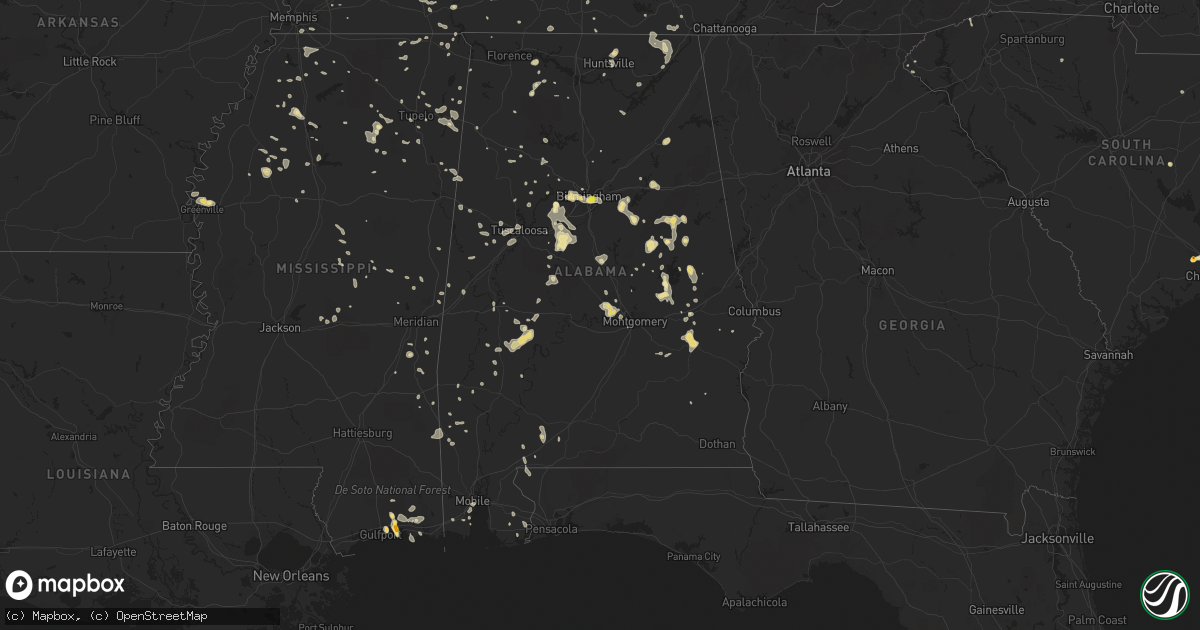 Hail map in Alabama on June 15, 2017