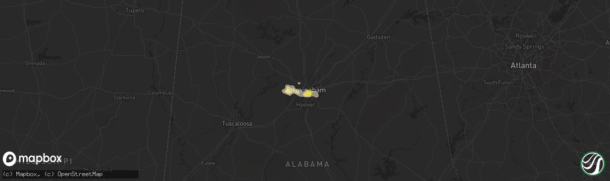 Hail map in Birmingham, AL on June 15, 2017