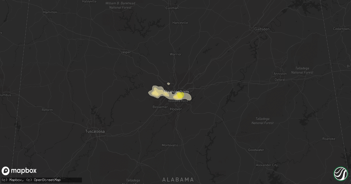 Hail map in Birmingham, AL on June 15, 2017