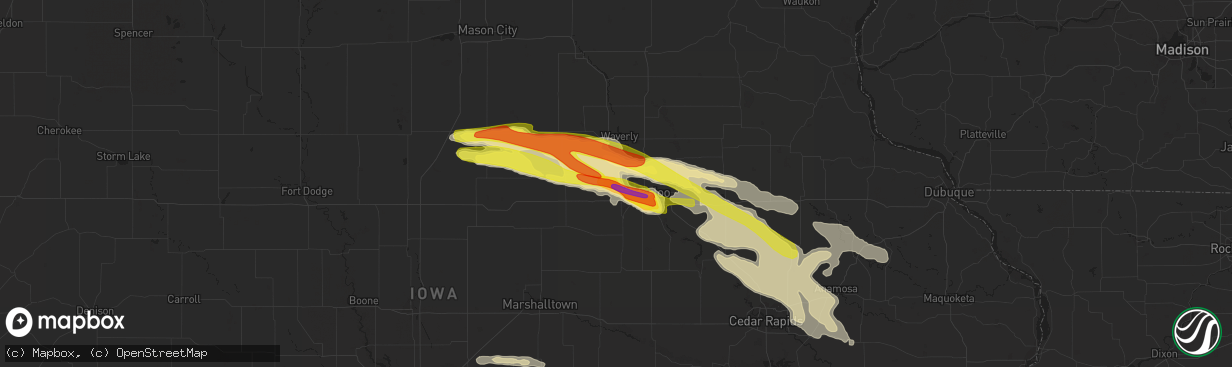 Hail map in Cedar Falls, IA on June 15, 2017