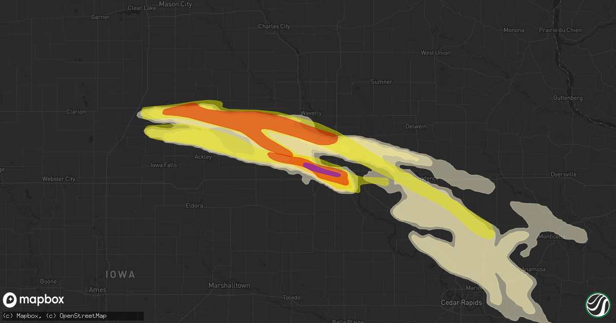 Hail map in Cedar Falls, IA on June 15, 2017